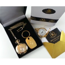 Royal Marines Gold Plated Pocket Watch and Keyring Royal Marines Gold Plated Pocket Watch and Keyring